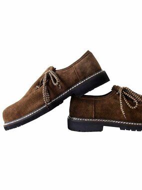 German Bavarian Shoes Men’s  Dark Brown Lederhosen Oktoberfest Footwear Size 43